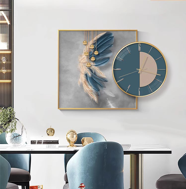 Wall Clock with Painting Contemporary - Bliss Vie