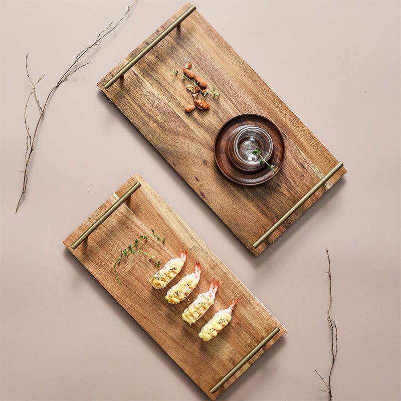Splendid Wooden Tray With Metal Handle | BLISS VIE
