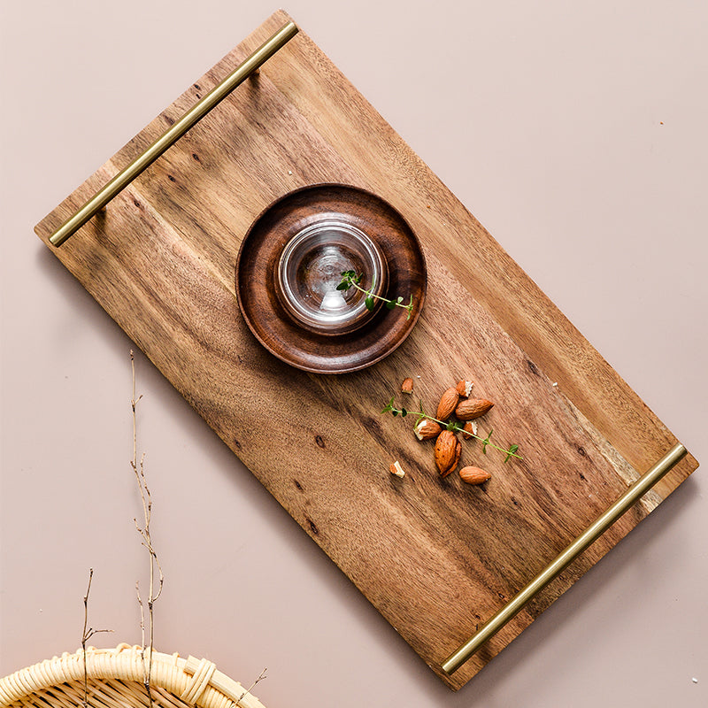 Splendid Wooden Tray With Metal Handle | BLISS VIE