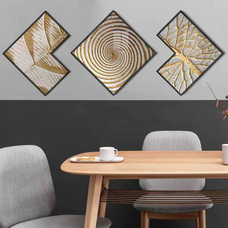 Black & Gold Geometric Wall Painting (50x50 cm - Set of 3) - Bliss Vie