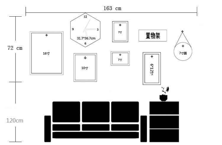 Modern Living Room Decorative Painting Photo frame Clock Set with Planter - Bliss Vie
