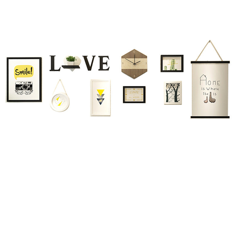 Modern Living Room Decorative Painting Photo frame Clock Set - 7 frames and Love - Bliss Vie