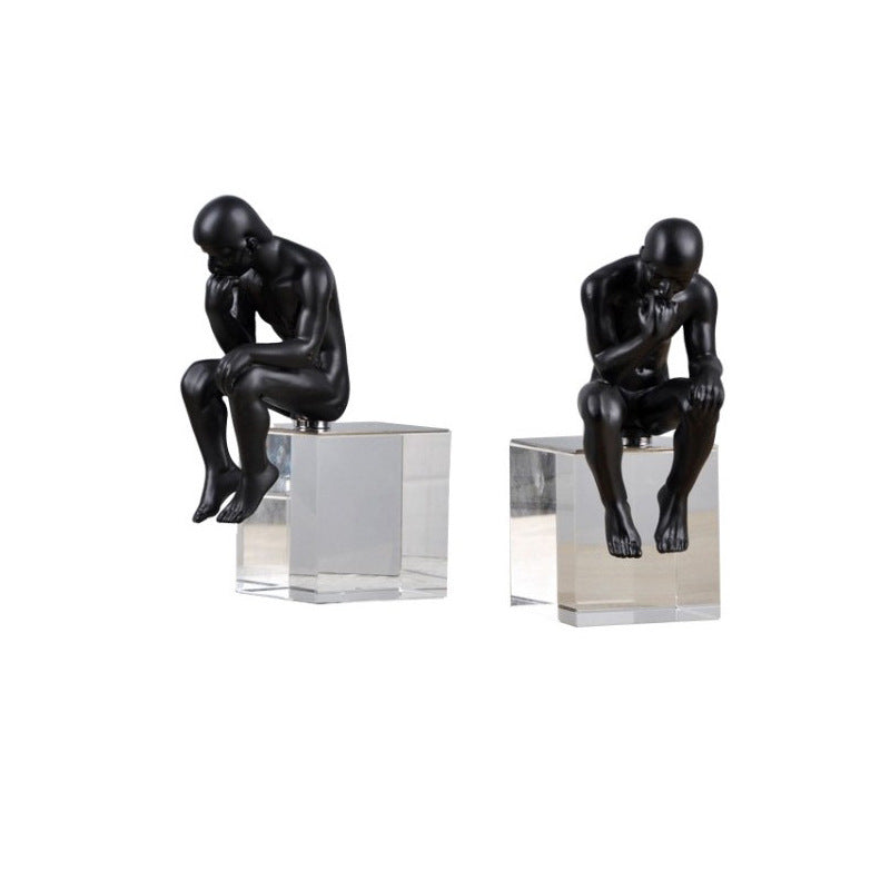 Elegant Thinking Man Sculpture - Cultivate Creativity Home Decor cabinet Sleek Contemporary Sophisticated Unique Elegant Decorative Trendy stylish Minimalist Artistic Luxury Designer tabletop table decor accessories tableware living room decor coffee table decor