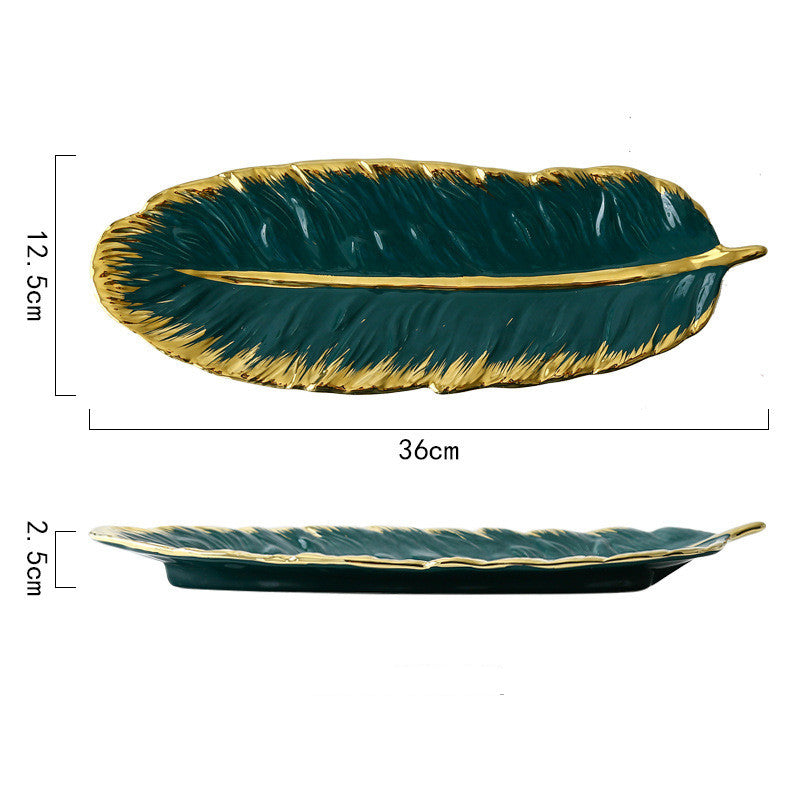 Nature-Inspired Elegance: Feather Leaf Tray - Decorative Trays Home Decor cabinet Sleek Contemporary Sophisticated Unique Elegant Decorative Trendy stylish Minimalist Artistic Luxury Designer tabletop table decor accessories tableware living room decor coffee table decor
