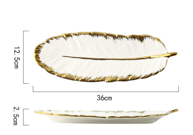 Nature-Inspired Elegance: Feather Leaf Tray - Decorative Trays Home Decor cabinet Sleek Contemporary Sophisticated Unique Elegant Decorative Trendy stylish Minimalist Artistic Luxury Designer tabletop table decor accessories tableware living room decor coffee table decor