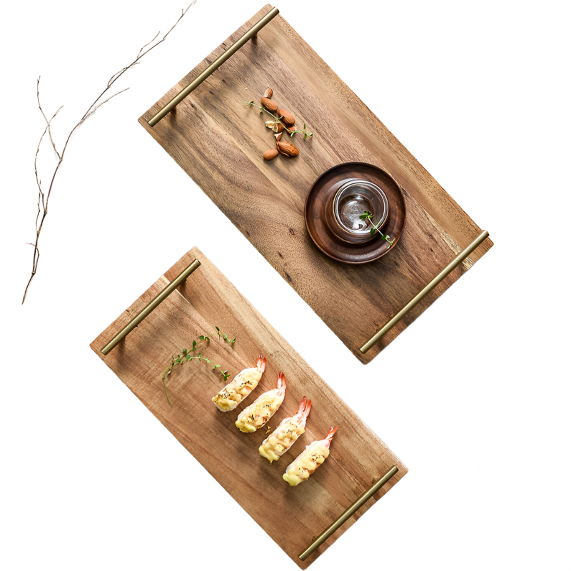 Splendid Wooden Tray With Metal Handle | BLISS VIE