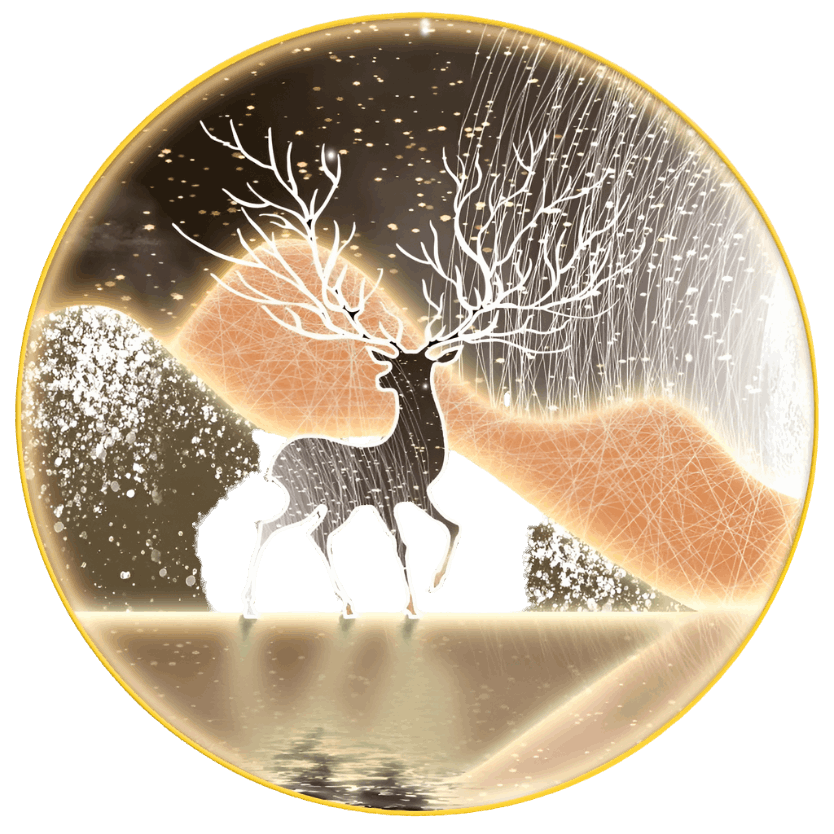 Mountain Deer Round Painting with LED - Bliss Vie