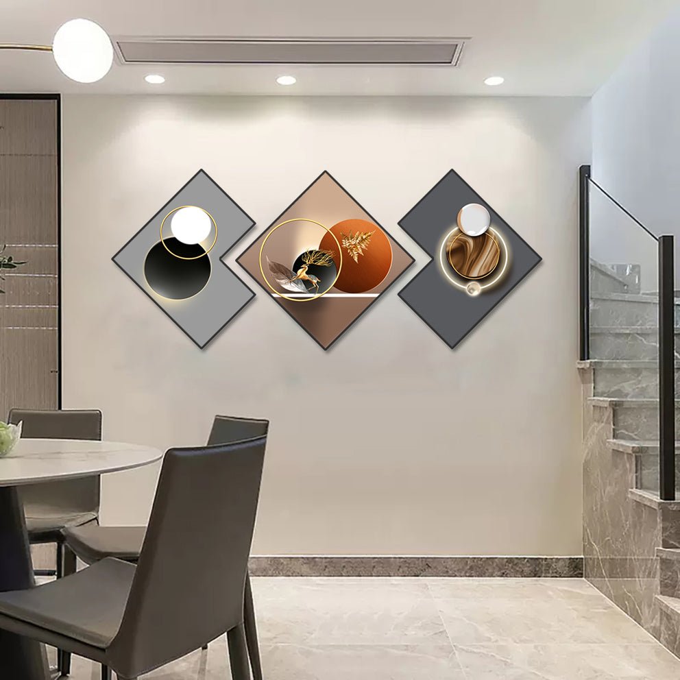 Abstract Planet Wall Painting (50x50 cm - Set of 3) - Bliss Vie