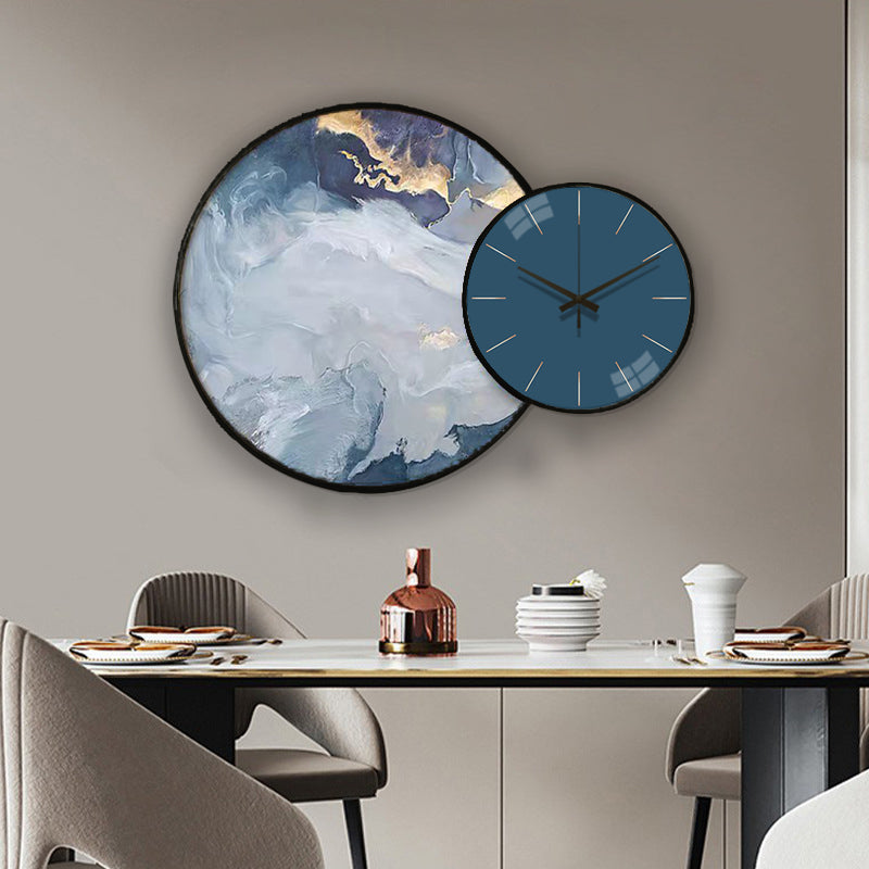 Wall Clock with Painting Abstract Round - Bliss Vie
