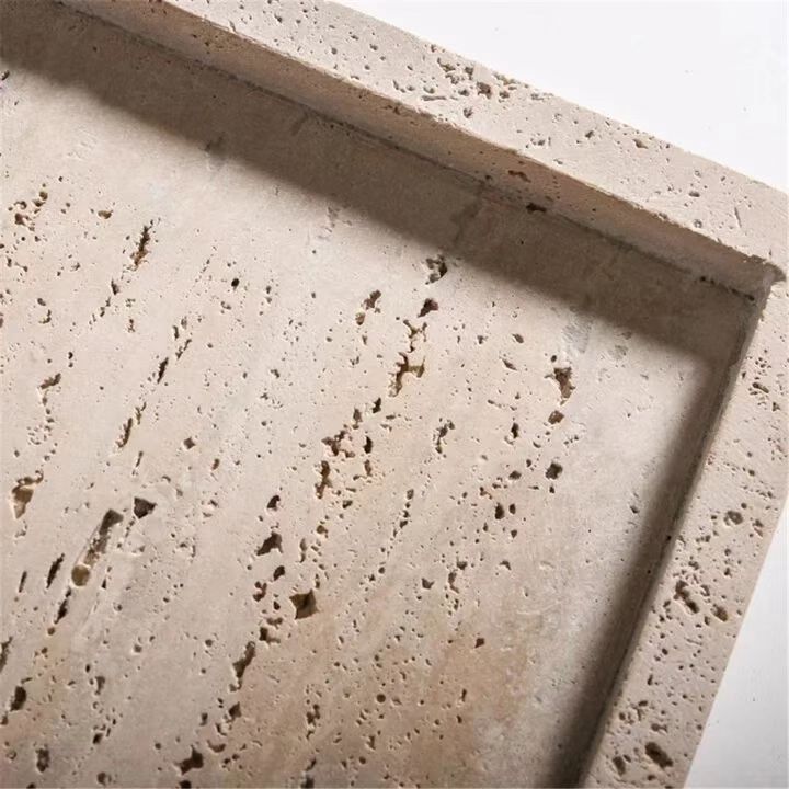 Chic Travertine Decorative Tray | Home Decor cabinet Sleek Contemporary Sophisticated Unique Elegant Decorative Trendy stylish Minimalist Artistic Luxury Designer tabletop table decor accessories tableware living room decor coffee table decor