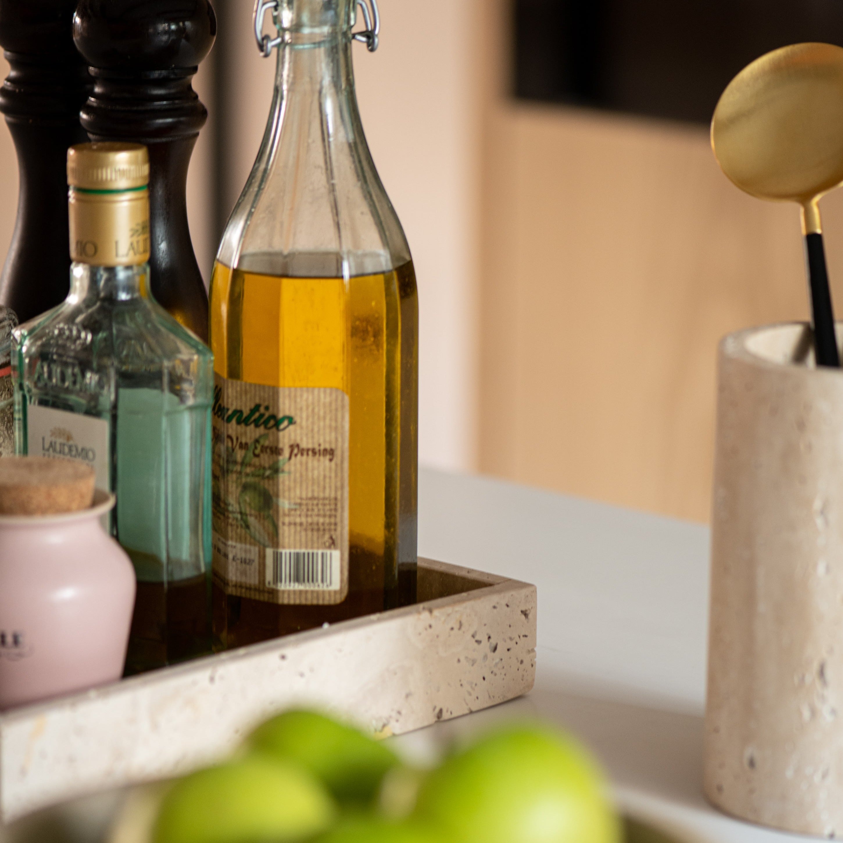 Chic Travertine Decorative Tray | Home Decor cabinet Sleek Contemporary Sophisticated Unique Elegant Decorative Trendy stylish Minimalist Artistic Luxury Designer tabletop table decor accessories tableware living room decor coffee table decor