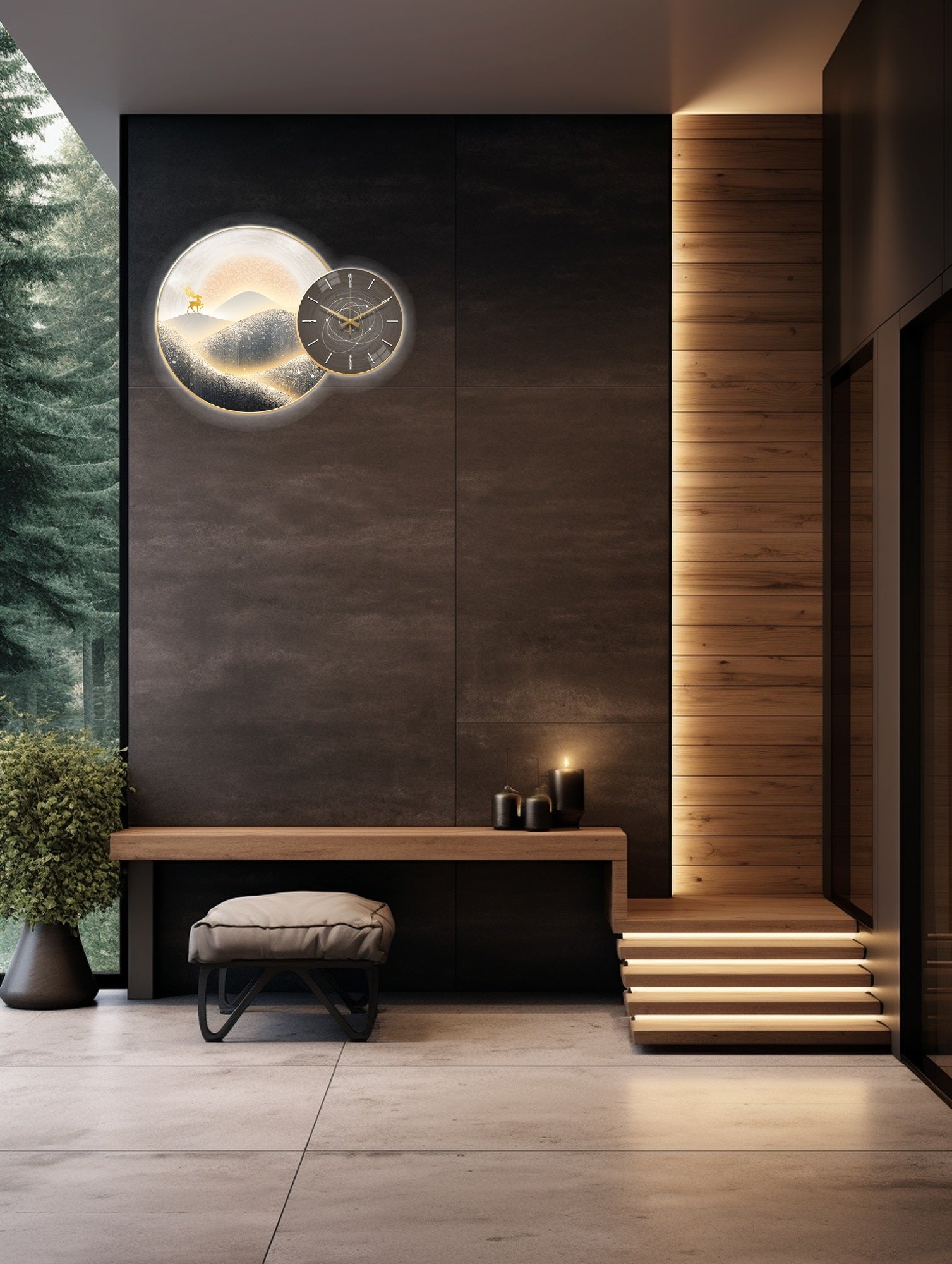 Living Room Wall Clock with Painting Sand | BLISS VIE