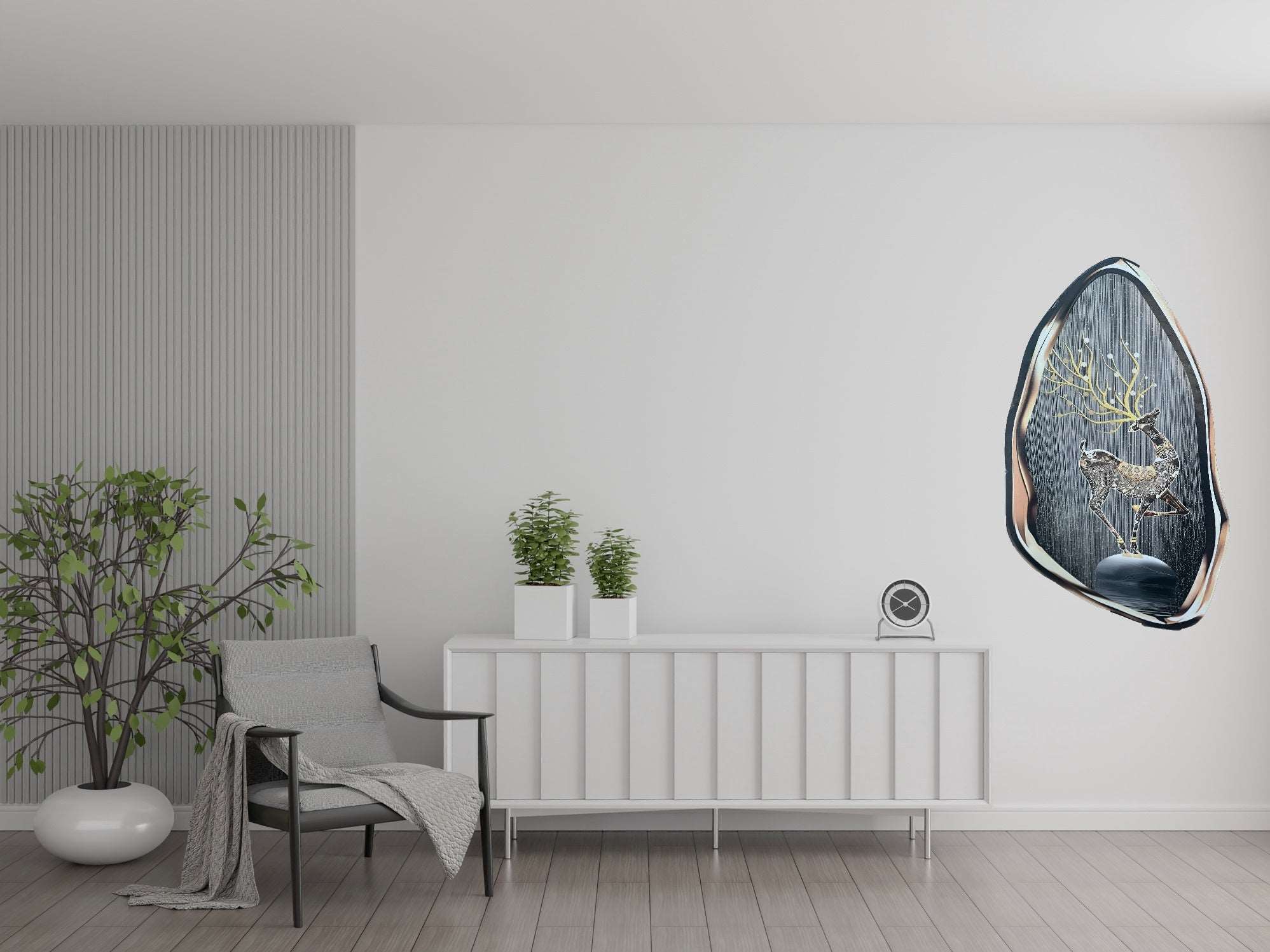 Wall Decor Deer Irregular Shape Painting with LED - Bliss Vie