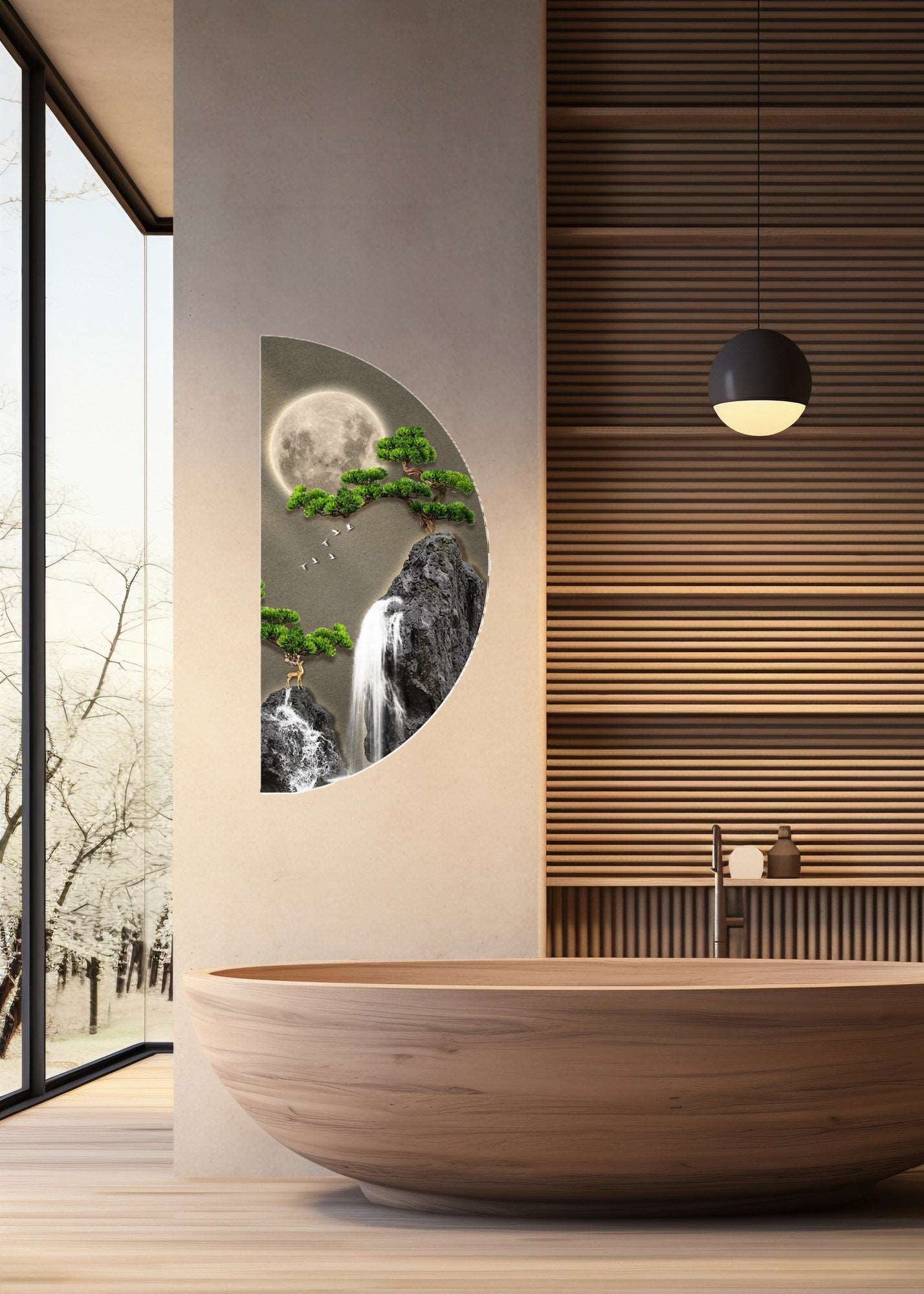 Wall Décor Semi Circle Moon with LED - Bliss Vie