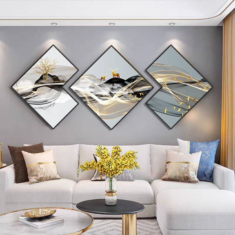 Ribbon Print Linked Wall Painting Set of 3 | BLISS VIE