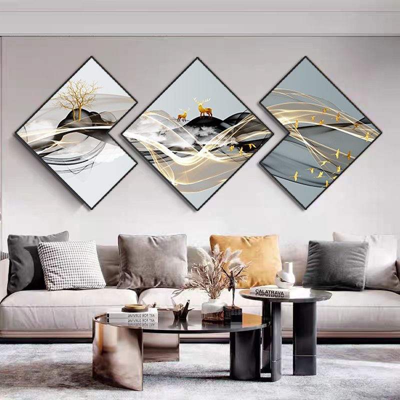 Ribbon Print Linked Wall Painting Set of 3 | BLISS VIE