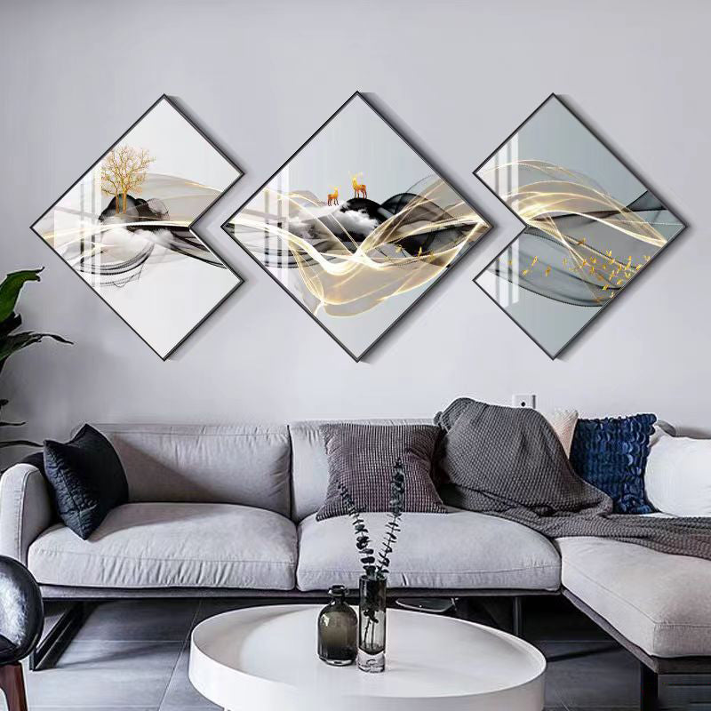 Ribbon Print Linked Wall Painting Set of 3 | BLISS VIE