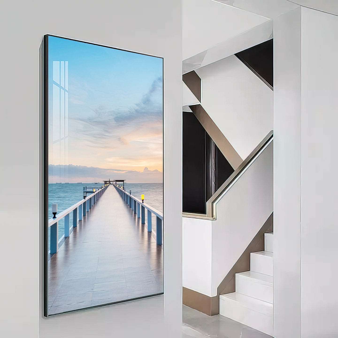Sea Ocean Sky bridge landscape Painting - Bliss Vie