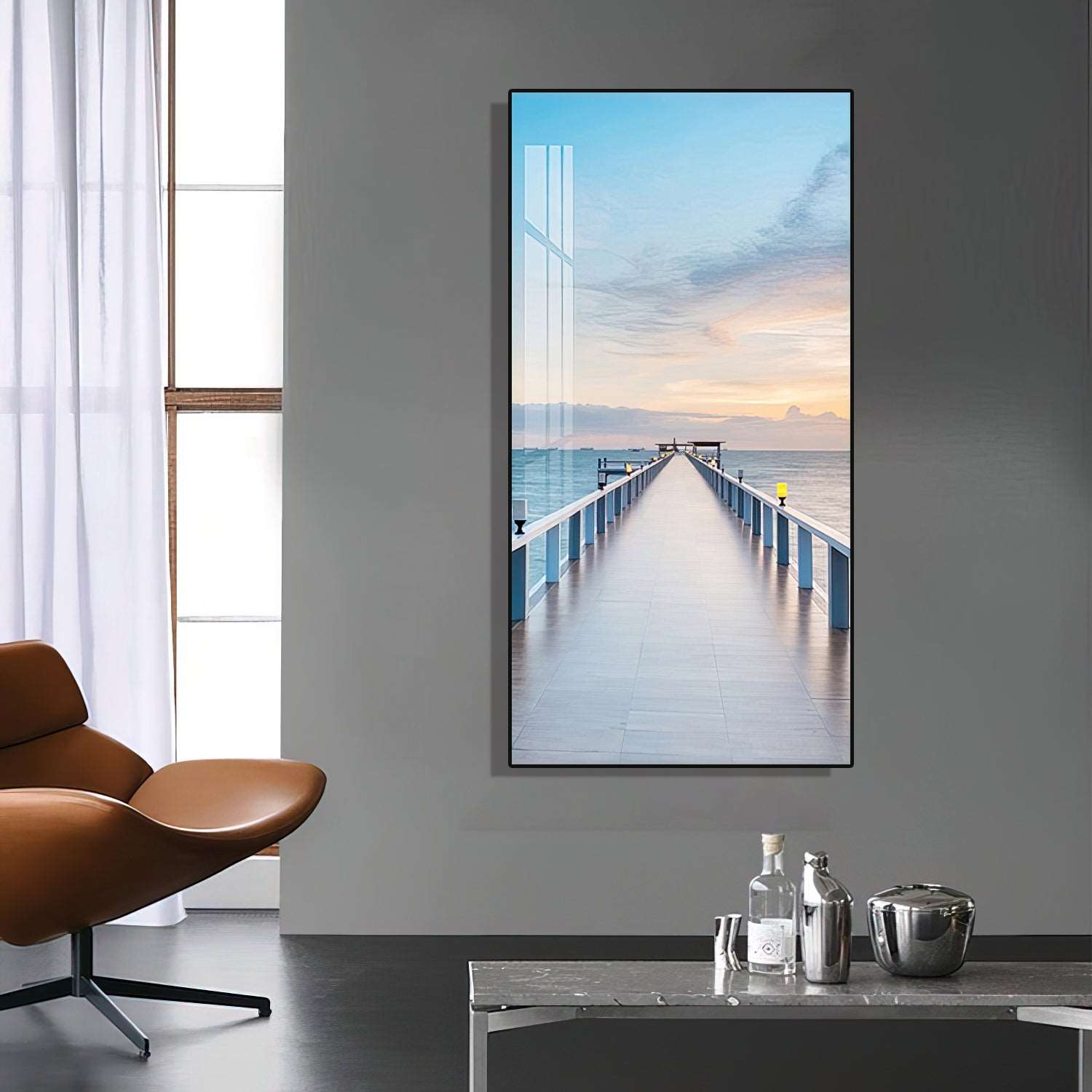 Sea Ocean Sky bridge landscape Painting - Bliss Vie