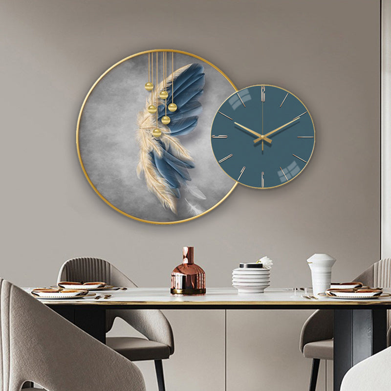 Wall Clock with Painting Contemporary Round - Bliss Vie