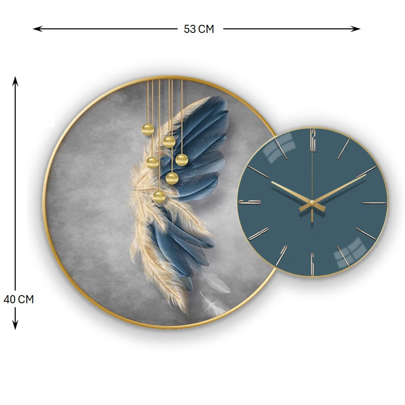Wall Clock with Painting Contemporary Round - Bliss Vie