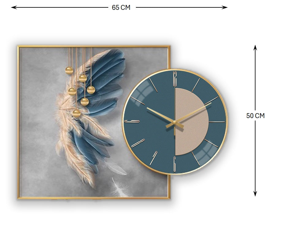 Wall Clock with Painting Contemporary - Bliss Vie