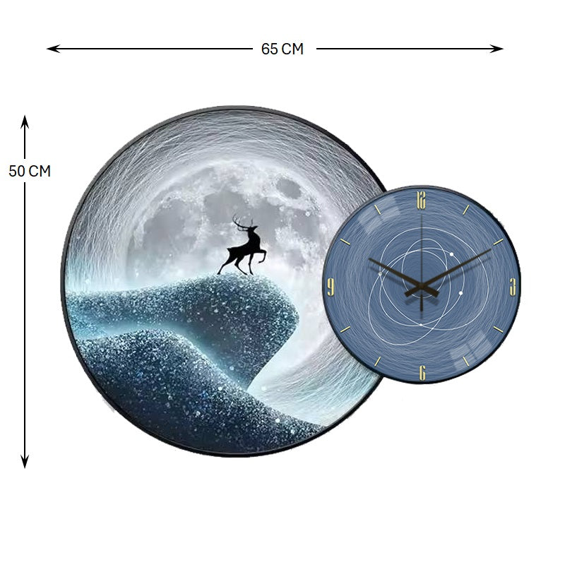 Wall Clock with Painting Moon Round - Bliss Vie