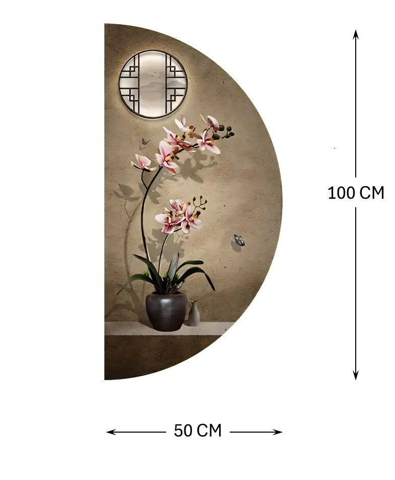 Wall Décor Semi Circle Flower Pot with LED - Bliss Vie