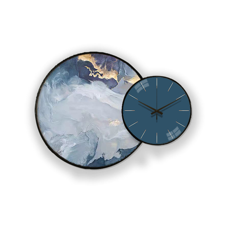 Wall Clock with Painting Abstract Round - Bliss Vie