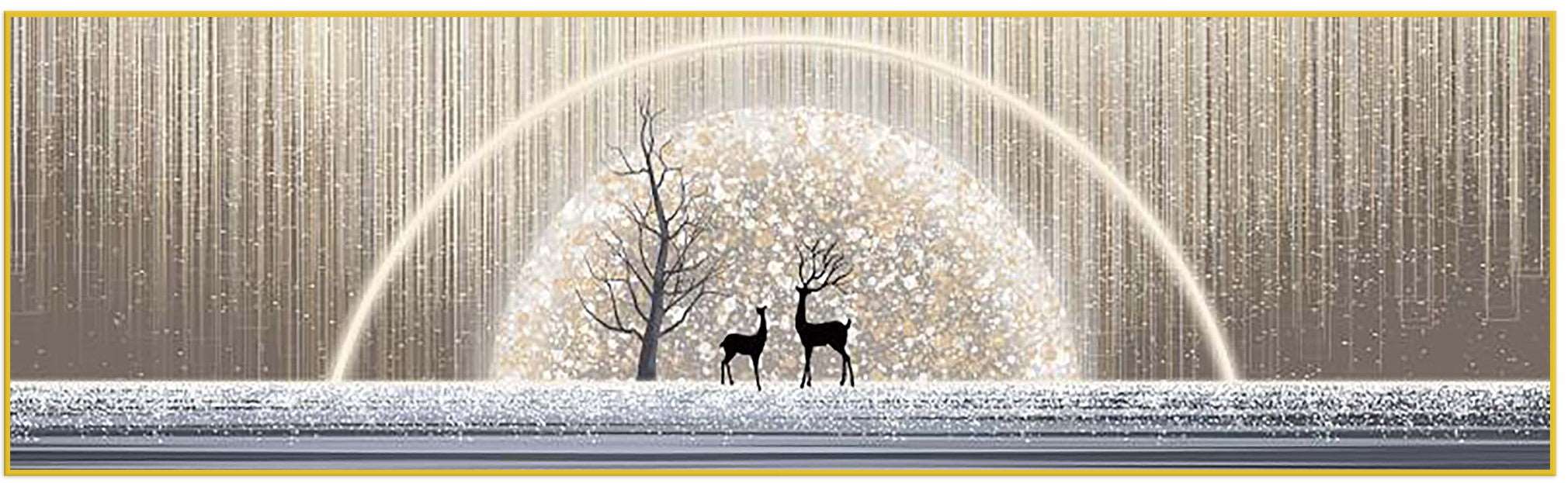 Deer with Moon background Wide Painting - Bliss Vie