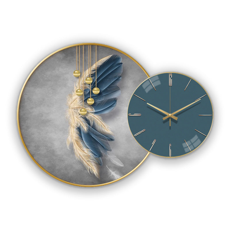 Wall Clock with Painting Contemporary Round - Bliss Vie