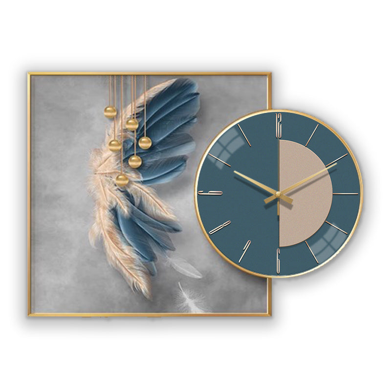 Wall Clock with Painting Contemporary - Bliss Vie