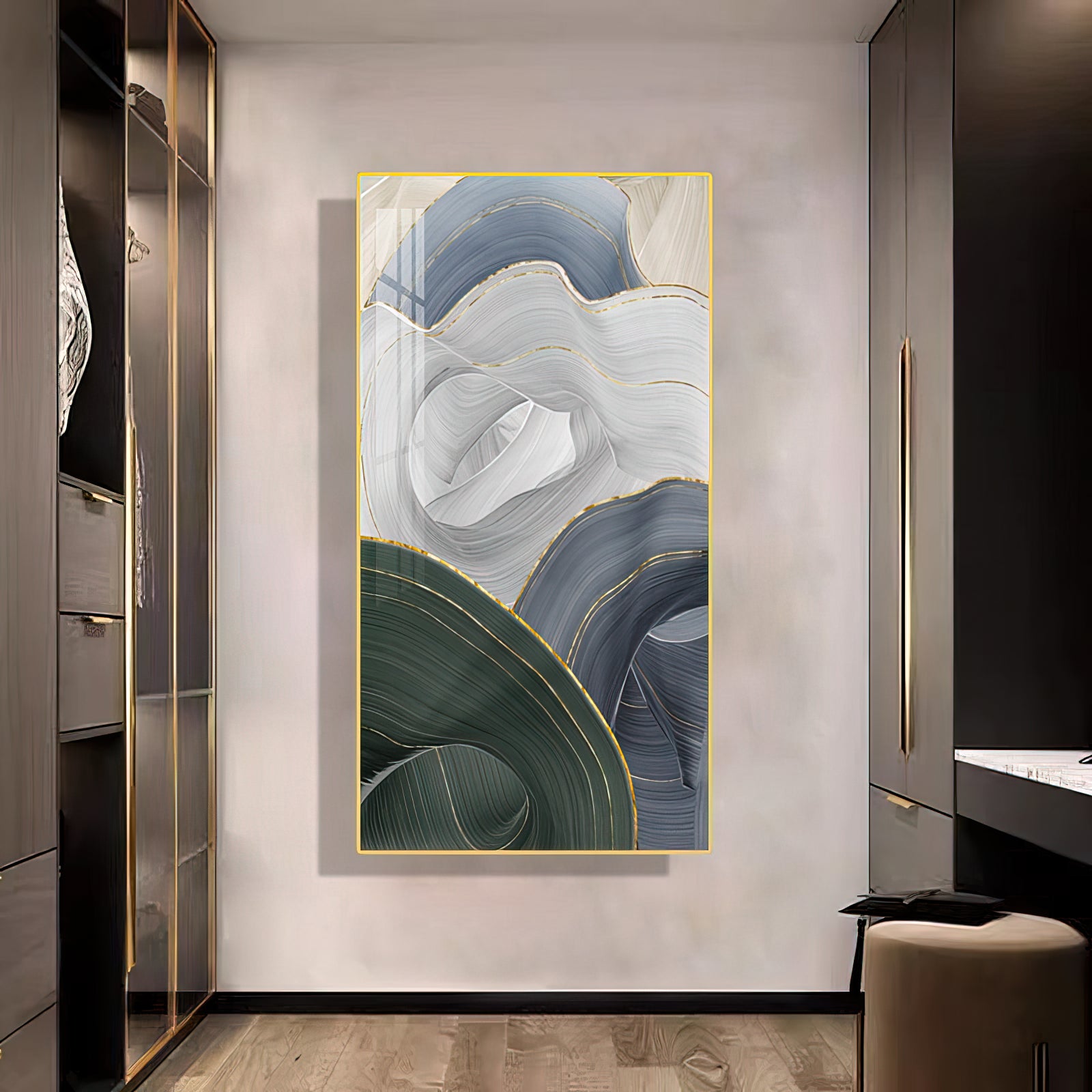 Abstract Wall Painting - Light Curves (60x120 cm) - Bliss Vie