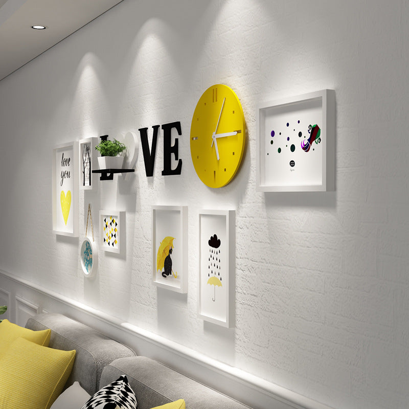 Modern Living Room Decorative Painting Photo frame Clock Set with LOVE - Bliss Vie