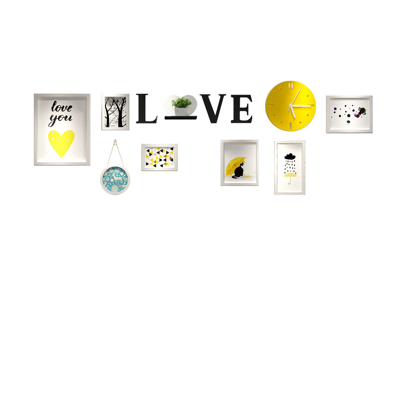 Modern Living Room Decorative Painting Photo frame Clock Set with LOVE - Bliss Vie
