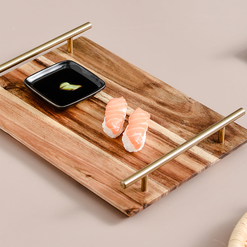 Splendid Wooden Tray With Metal Handle | BLISS VIE