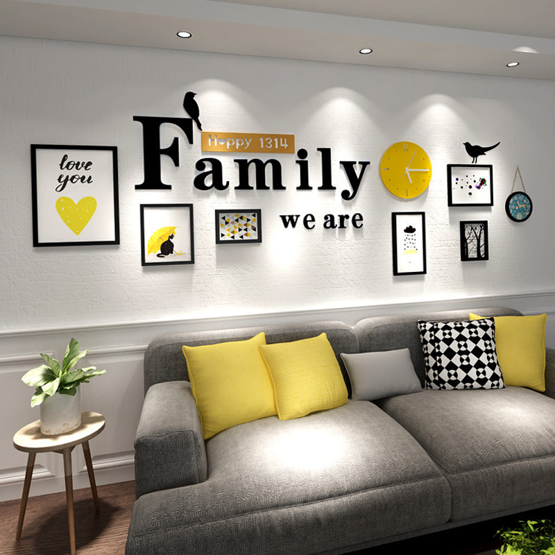 Modern Living Room Decorative Painting Photo Frame Clock Set