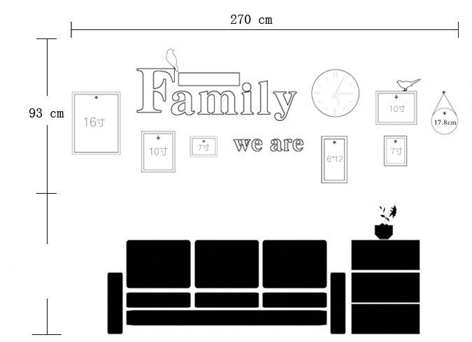 Modern Living Room Decorative Painting Photo Frame Clock Set