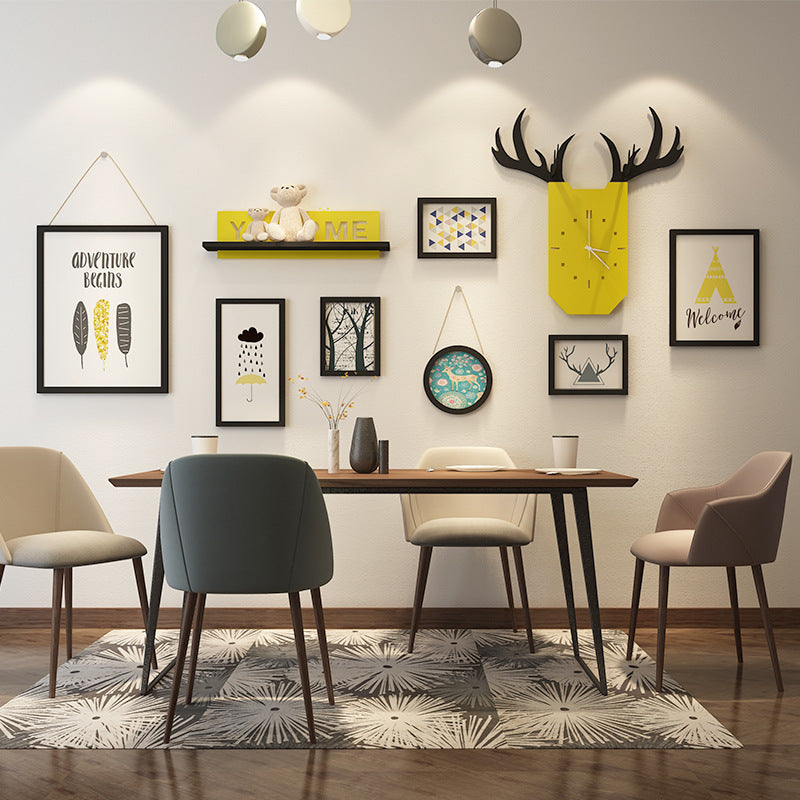 Modern Living Room Decorative Painting Photo frame Clock Set with Horns - Bliss Vie