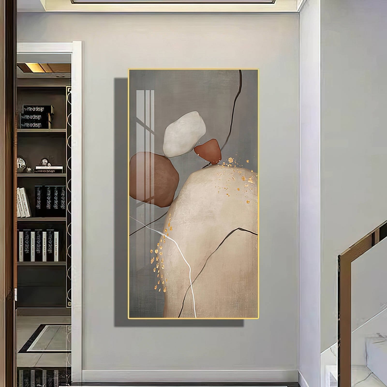 Rocky Deer Abstract Wall Painting - 50x100 cm Artwork Home Decor crystal porcelain Framed Large wall wall art wall accents