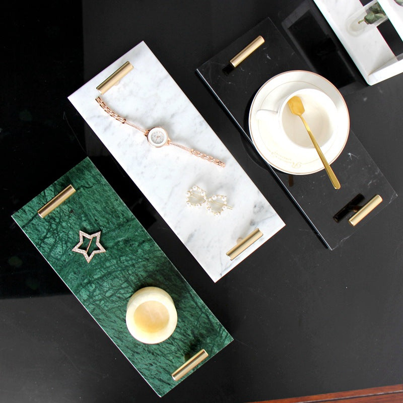 Small Marble Tray with Gold Handles | Home Decor Crystal Sleek Contemporary Sophisticated Unique Elegant Decorative Trendy stylish Chic Minimalist Artistic Luxury Designer tabletop table decor accessories tableware