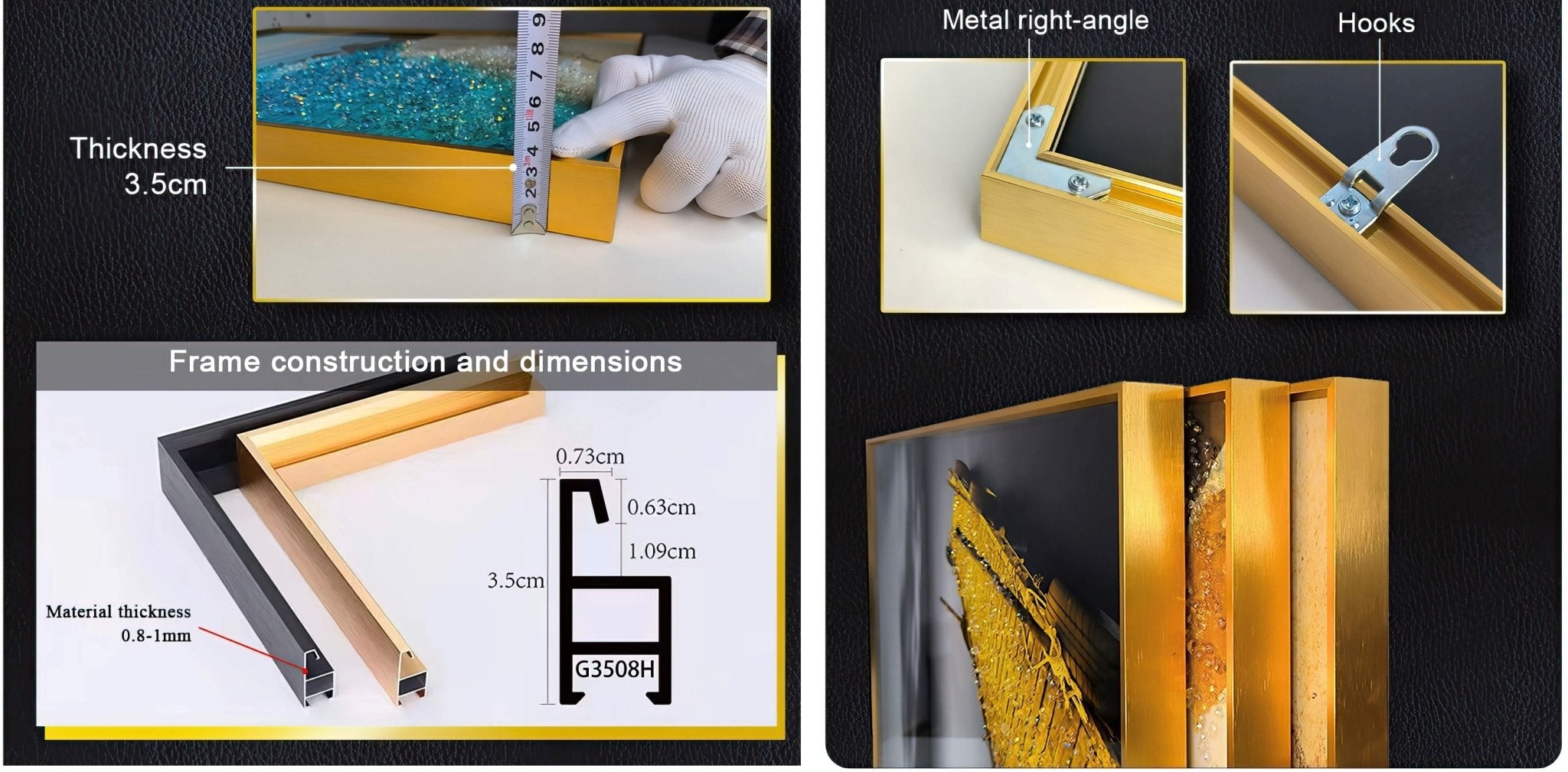 Black & Gold Islamic Calligraphy Painting (40x40 cm - Set of 3) - Bliss Vie