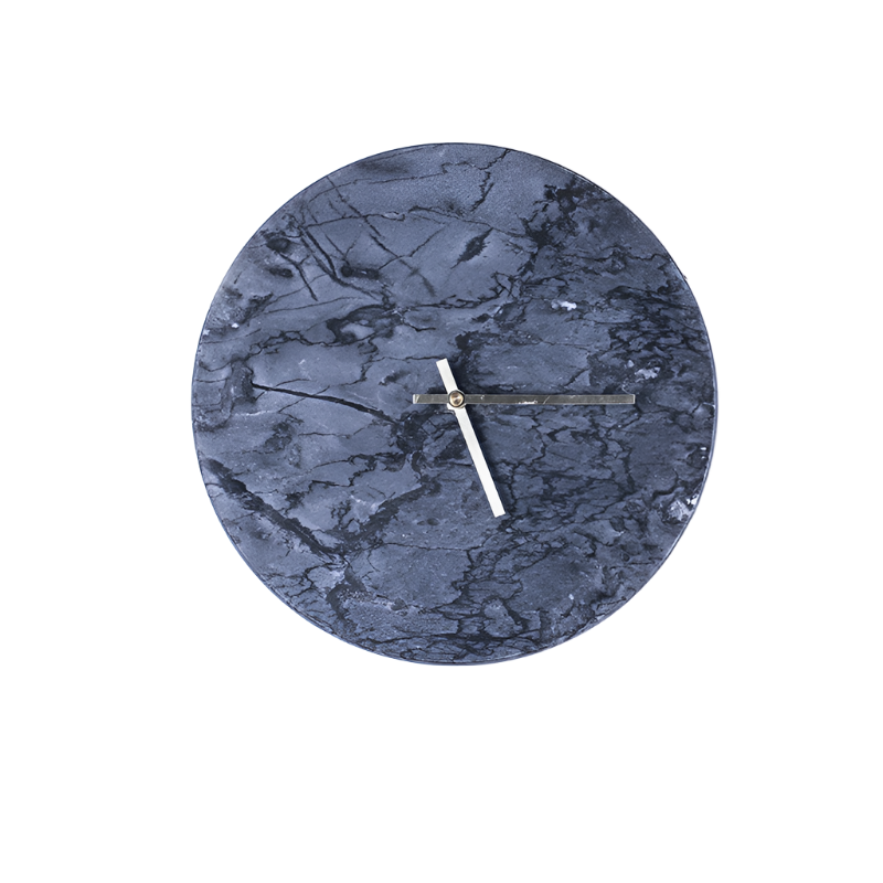 Round Marble Clock - Black Grey - Bliss Vie