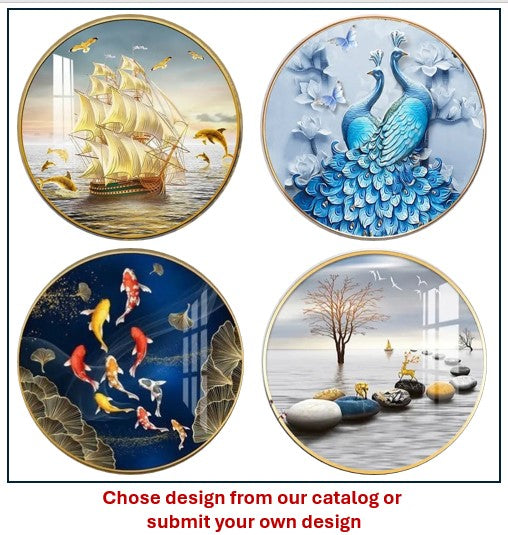 Round Wall Painting Crystal Porcelain - Bliss Vie