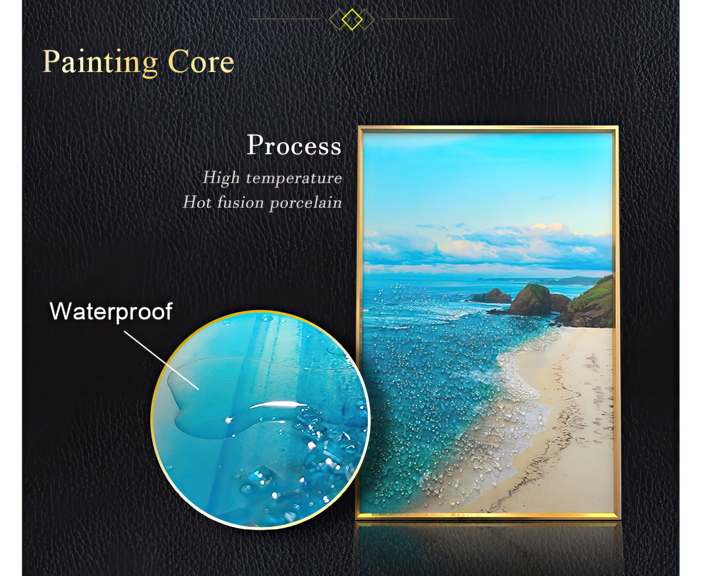 Large Landscape Feather Wall Painting (150x40 cm) - Bliss Vie