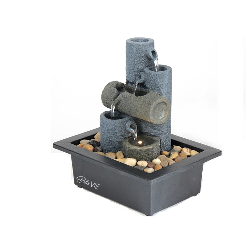 Tabletop Fountain with Lights and Pebbles | Home Decor cabinet Sleek Contemporary Sophisticated Unique Elegant Decorative Trendy stylish Minimalist Artistic Luxury Designer tabletop table decor accessories tableware living room decor coffee table decor