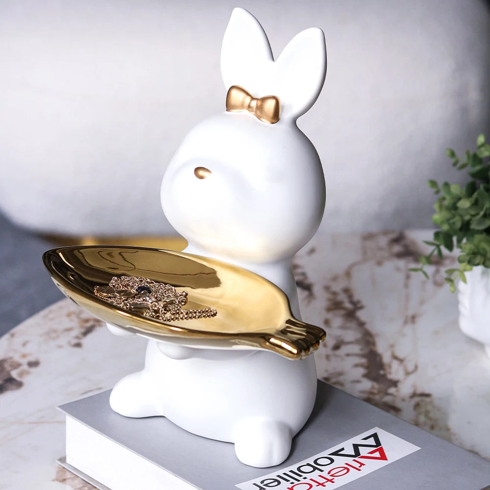 Cute Rabbit Figurine for Home Decor - Adorable Decor Accent cabinet Sleek Contemporary Sophisticated Unique Elegant Decorative Trendy stylish Minimalist Artistic Luxury Designer tabletop table decor accessories tableware living room decor coffee table decor