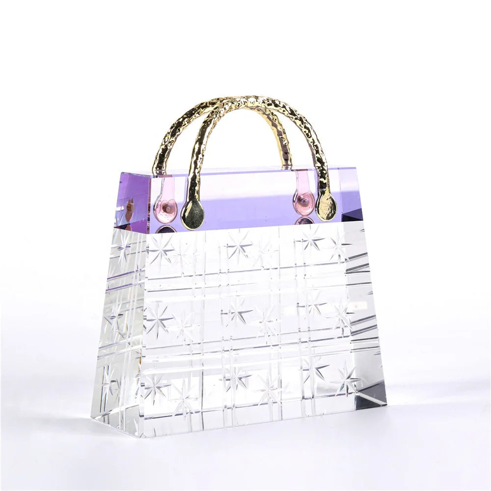 Bling Crystal Bag for Home Decor - Glamorous and Luxurious Accent Crystal Sleek Contemporary Sophisticated Unique Elegant Decorative Trendy stylish Chic Minimalist Artistic Luxury Designer tabletop table decor
