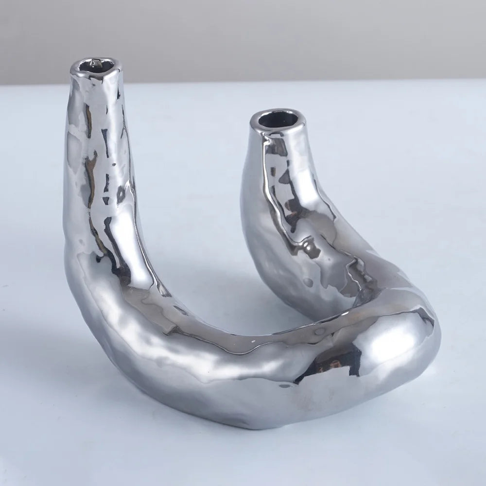 Ceramic Metal Vase - Bliss Vie