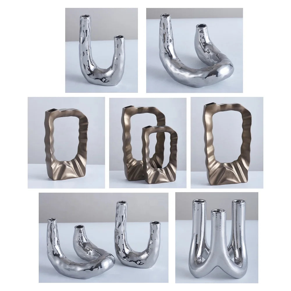 Ceramic Metal Vase - Bliss Vie